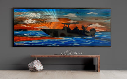 Fishing Over The Sunset Pete Koza Metal Art