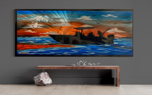 Fishing Over The Sunset Pete Koza Metal Art