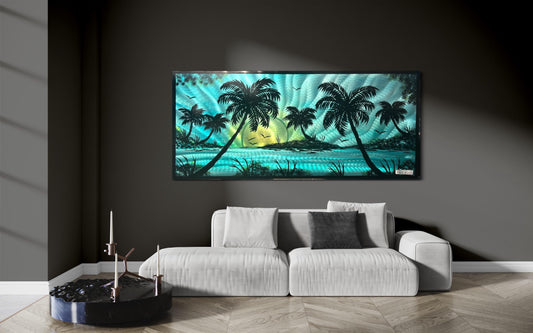 *New Tropical Black Palms Scene PETE KOZA METAL ART